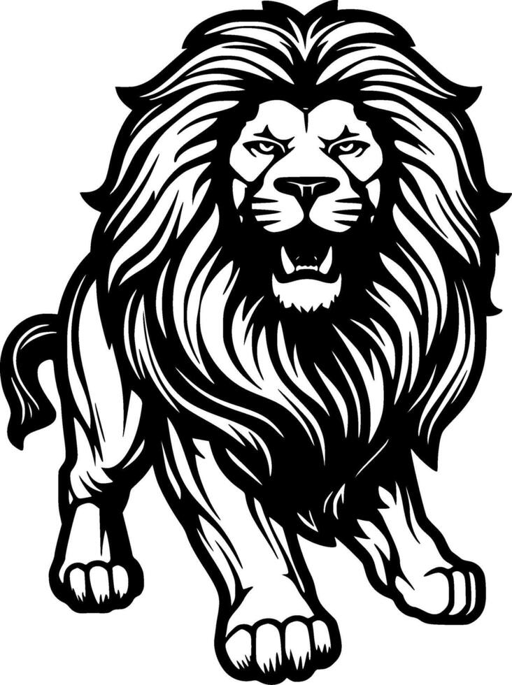 Lion, Black and White Vector illustration