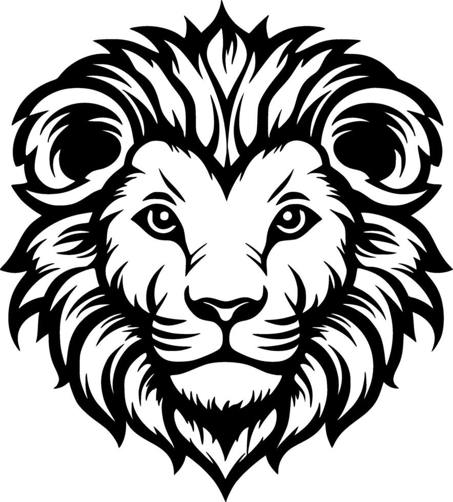 Lion Baby - Black and White Isolated Icon - Vector illustration