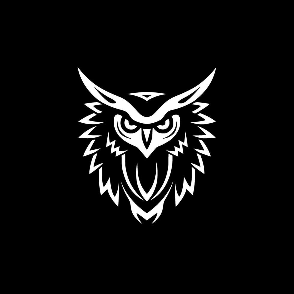 Owl, Black and White Vector illustration