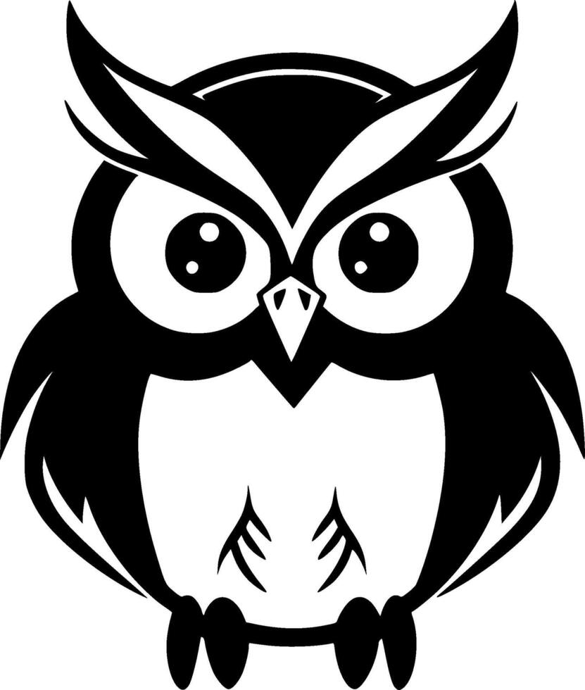 Owl Baby, Black and White Vector illustration