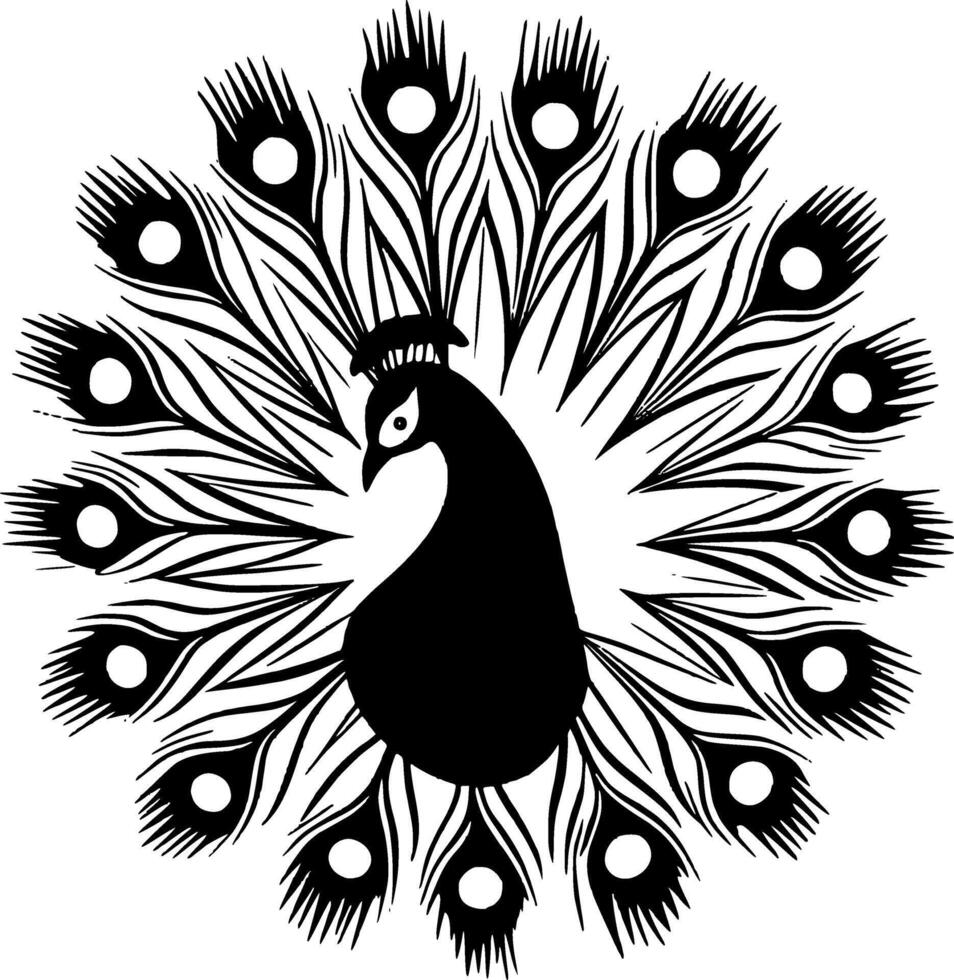 pavo real - minimalista y plano logo - vector ilustración