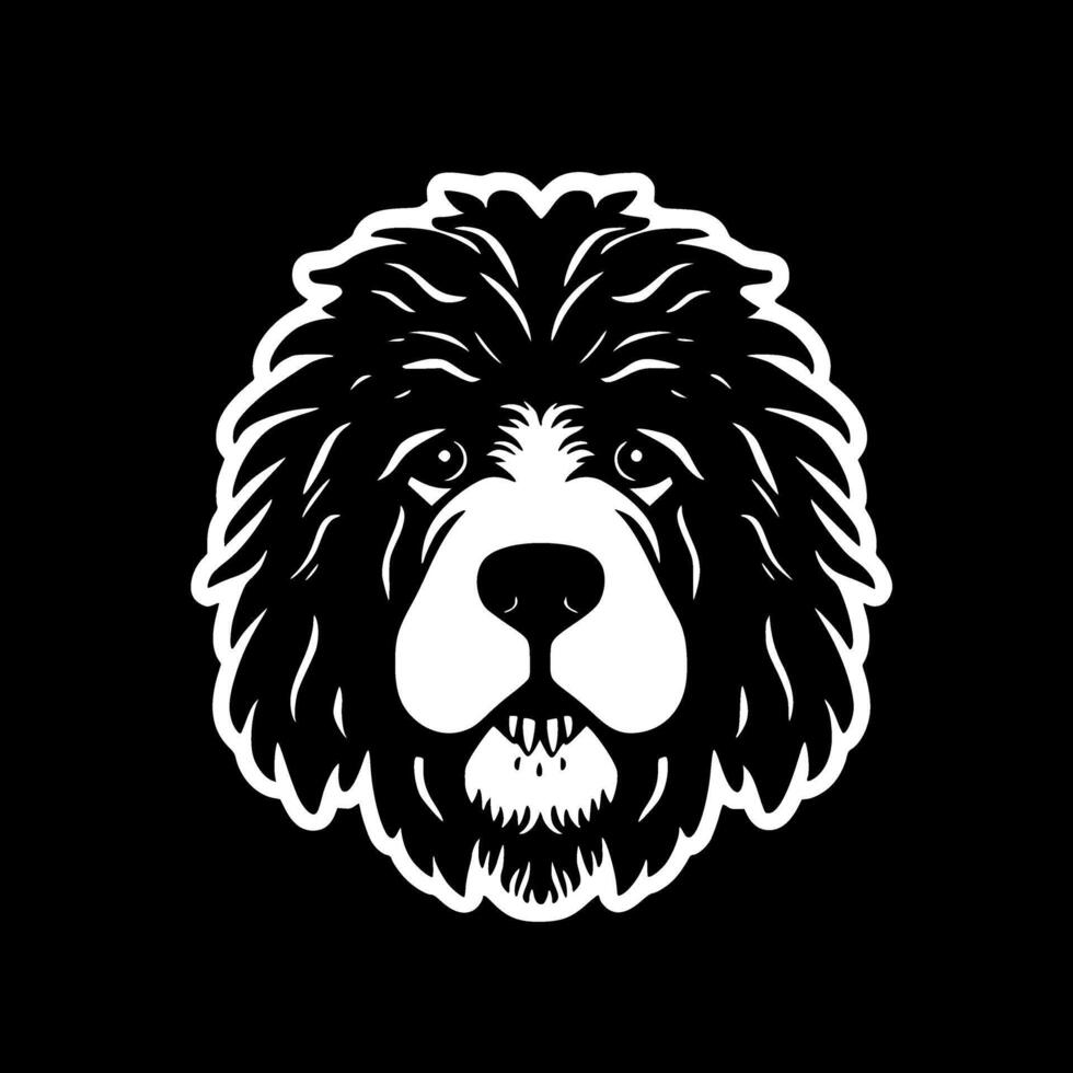 caniche perro - negro y blanco aislado icono - vector ilustración