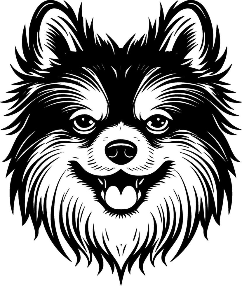 Pomeranian - Black and White Isolated Icon - Vector illustration