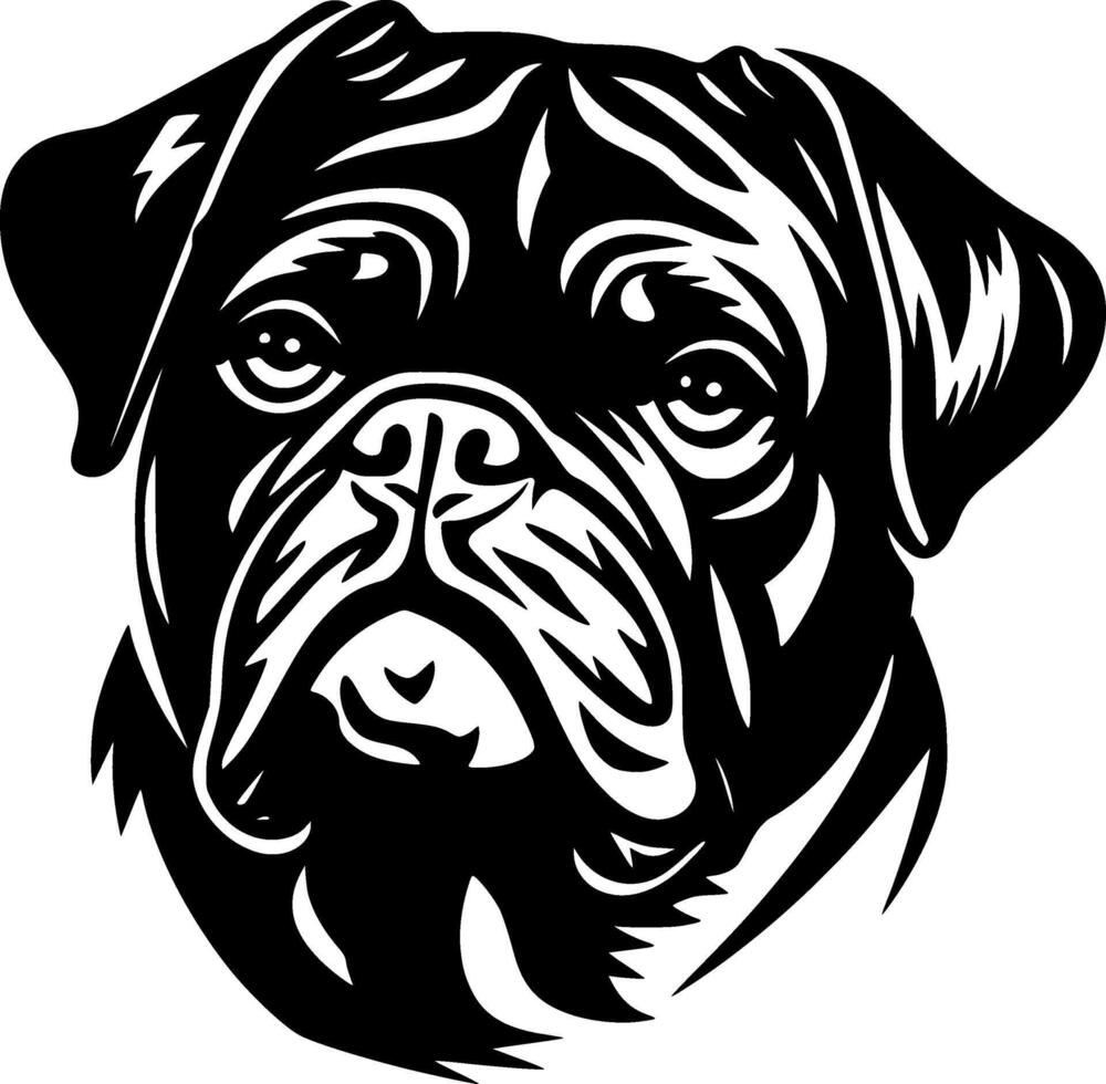 Pug, Black and White Vector illustration