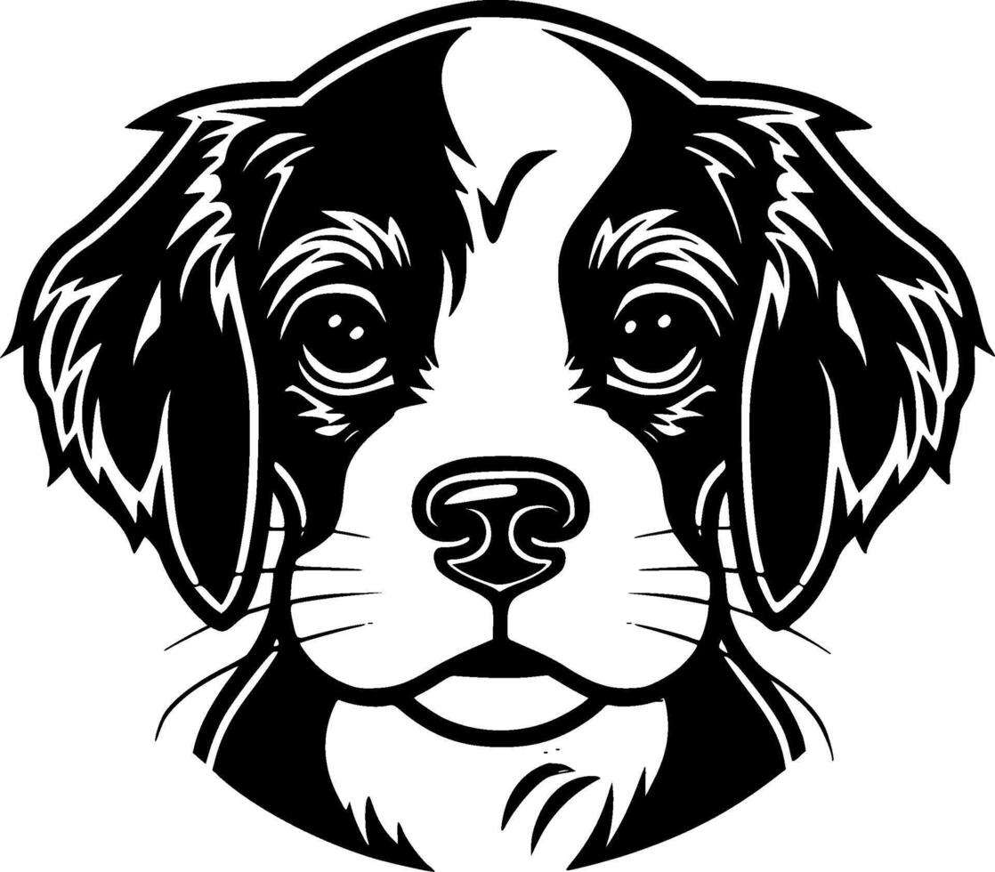 perrito - negro y blanco aislado icono - vector ilustración