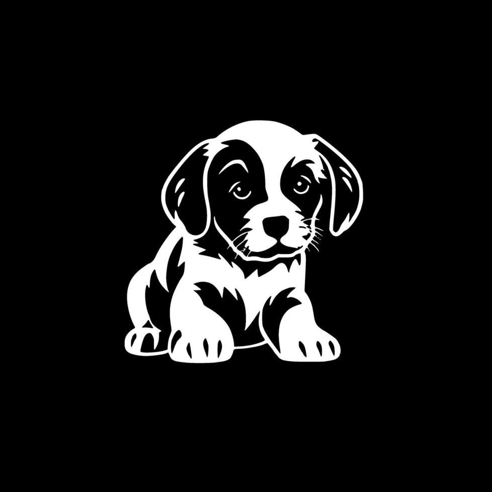 perrito - negro y blanco aislado icono - vector ilustración