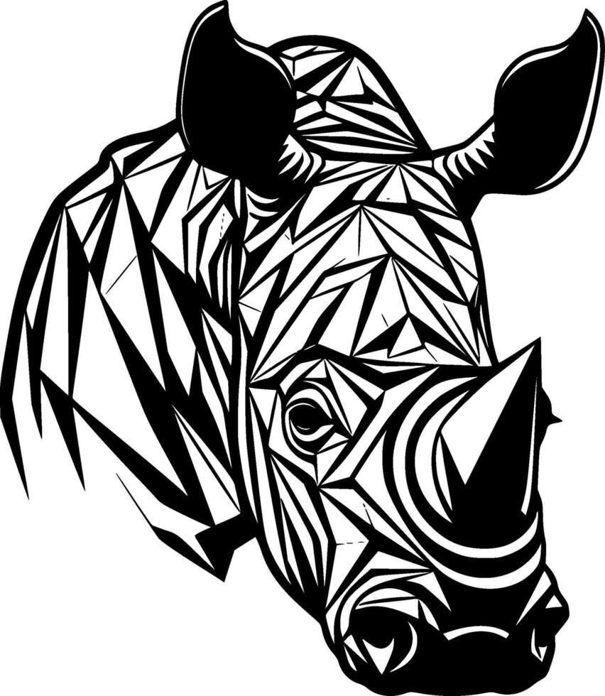 Rhinoceros, Black and White Vector illustration