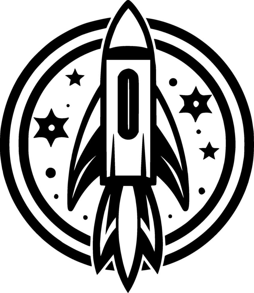 Rocket - Black and White Isolated Icon - Vector illustration