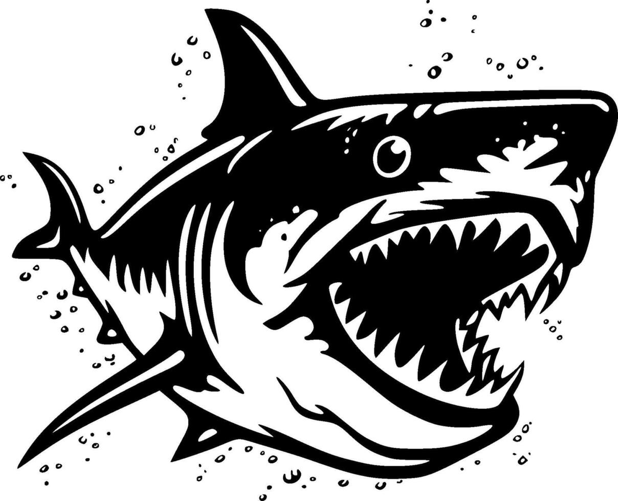 Shark - Black and White Isolated Icon - Vector illustration