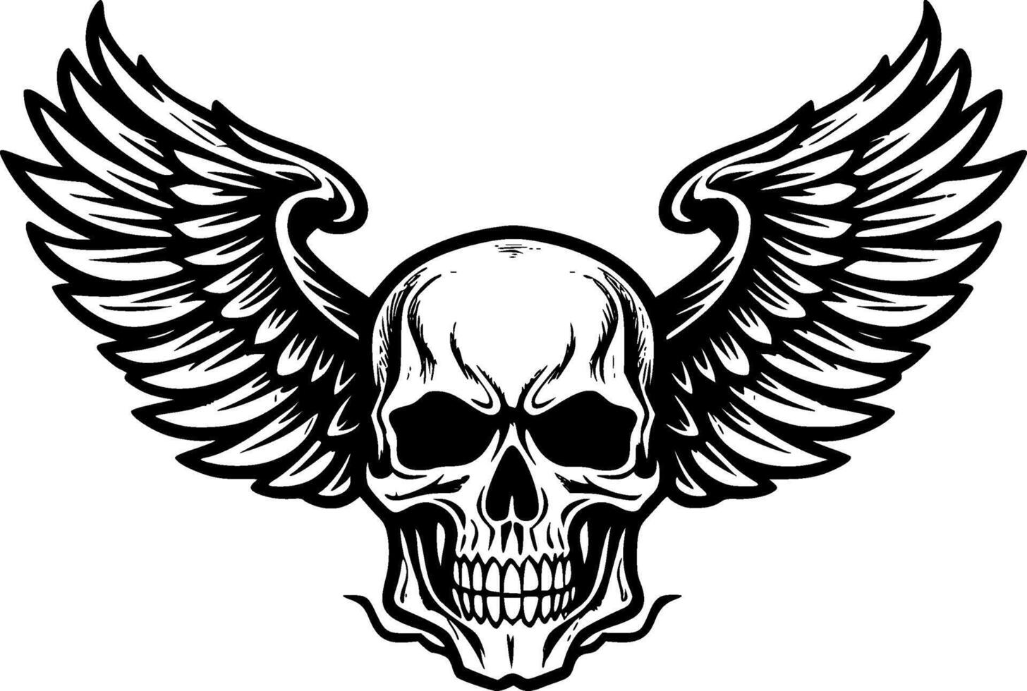 Skull With Wings - Minimalist and Flat Logo - Vector illustration
