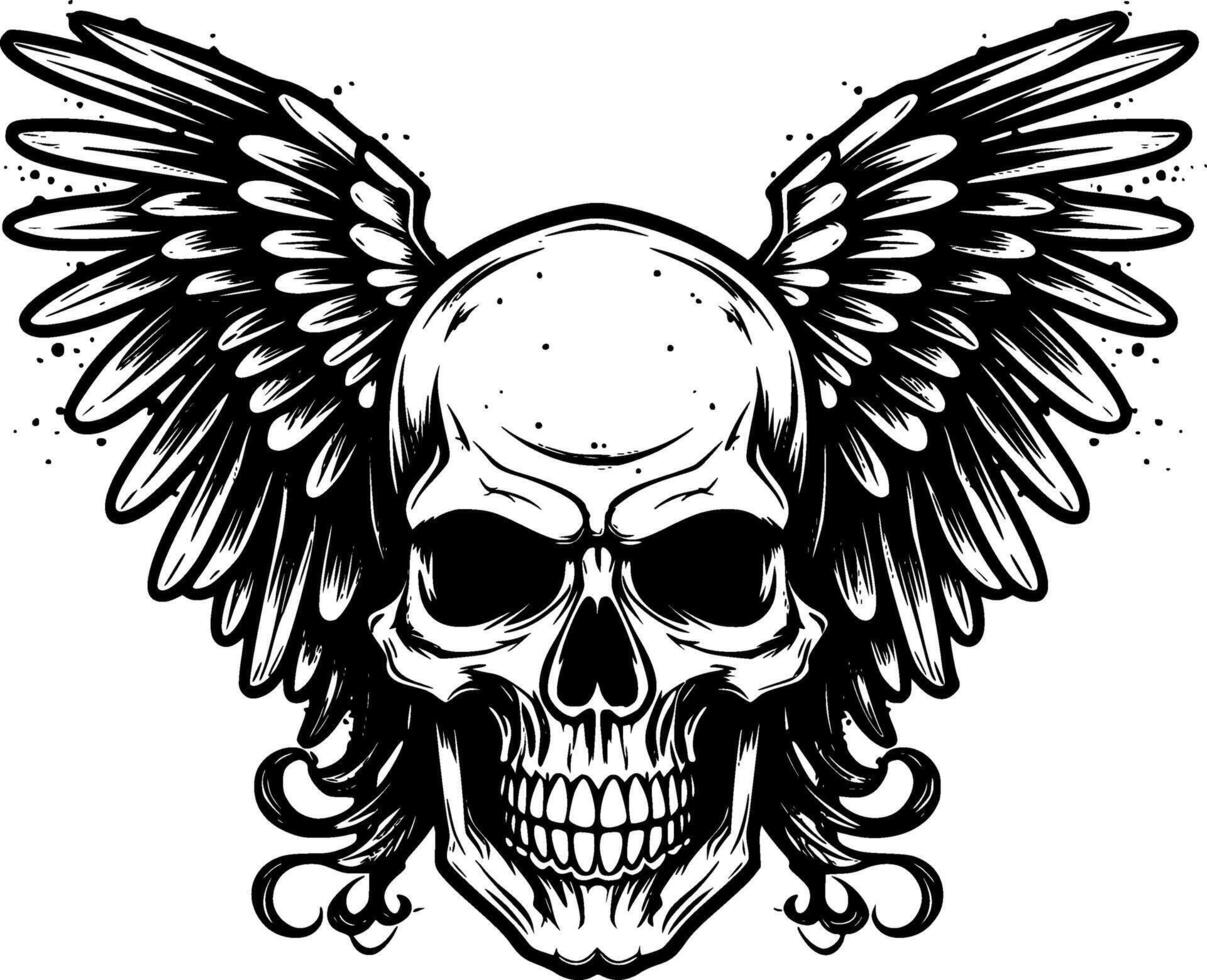 Skull With Wings - High Quality Vector Logo - Vector illustration ideal for T-shirt graphic