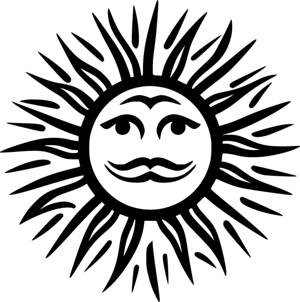 Sun, Black and White Vector illustration