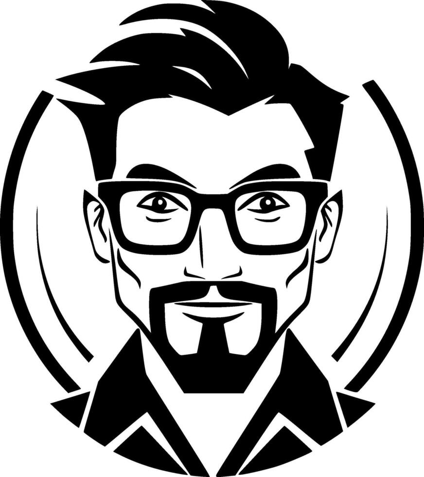 Teacher, Black and White Vector illustration