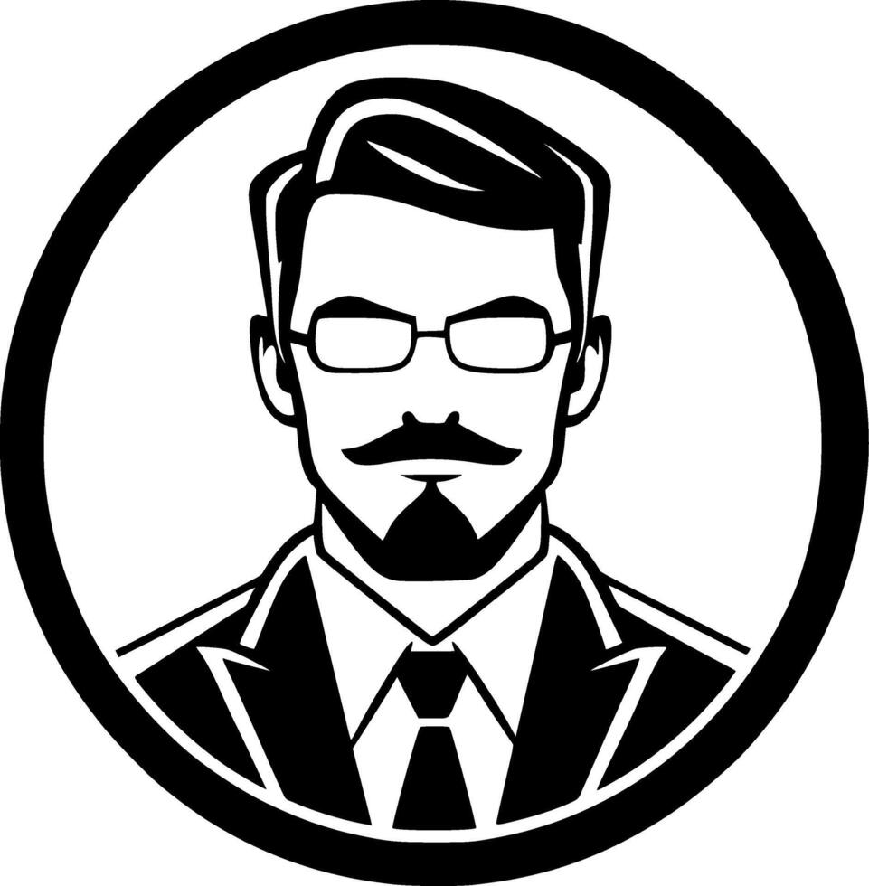 Teacher, Black and White Vector illustration