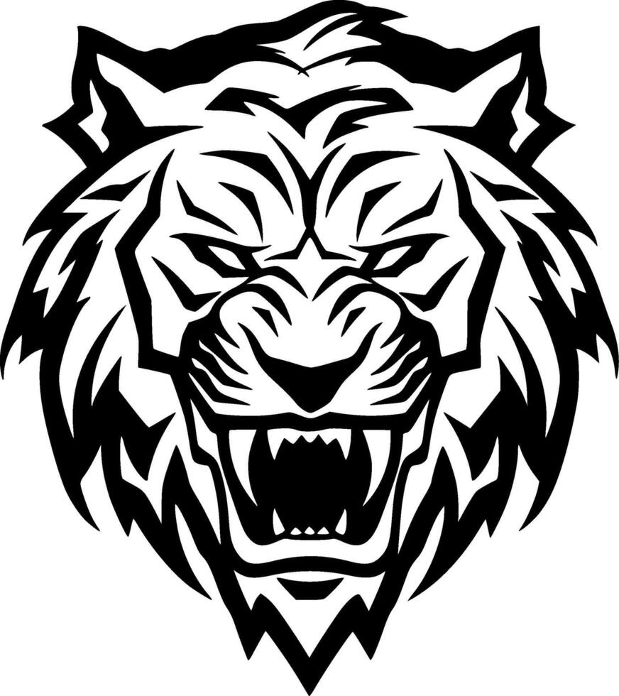 Tiger - Black and White Isolated Icon - Vector illustration