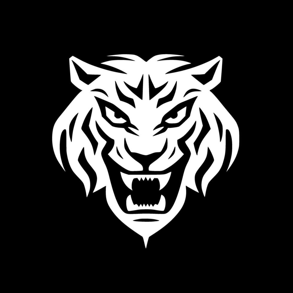 Tigre - negro y blanco aislado icono - vector ilustración