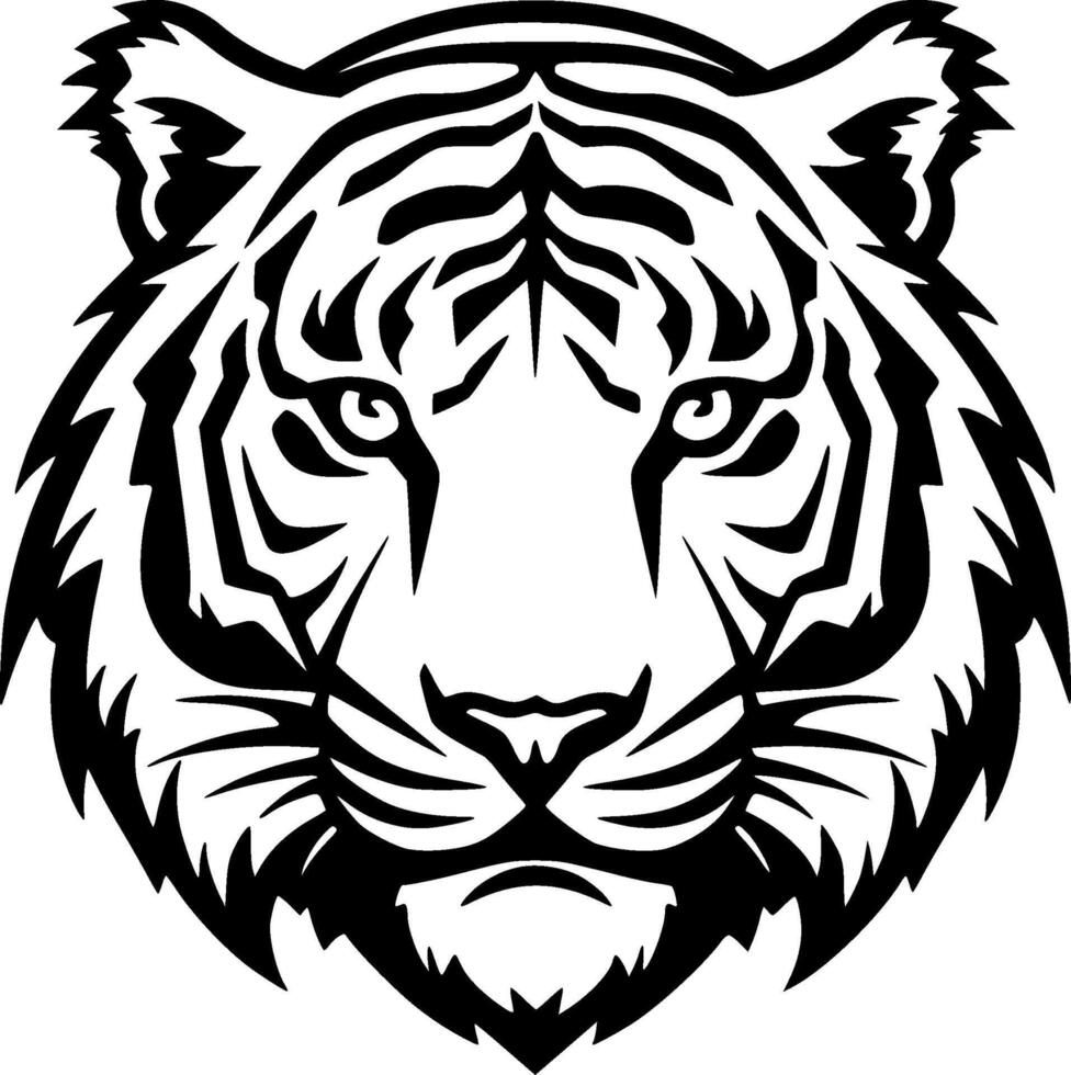 Tiger, Black and White Vector illustration