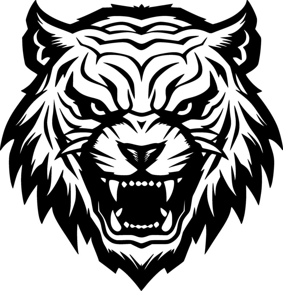 Tiger - Black and White Isolated Icon - Vector illustration