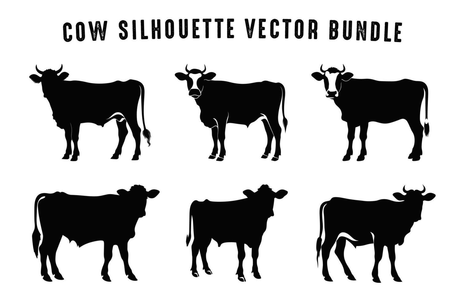 vaca silueta negro vector colocar, vacas siluetas clipart haz