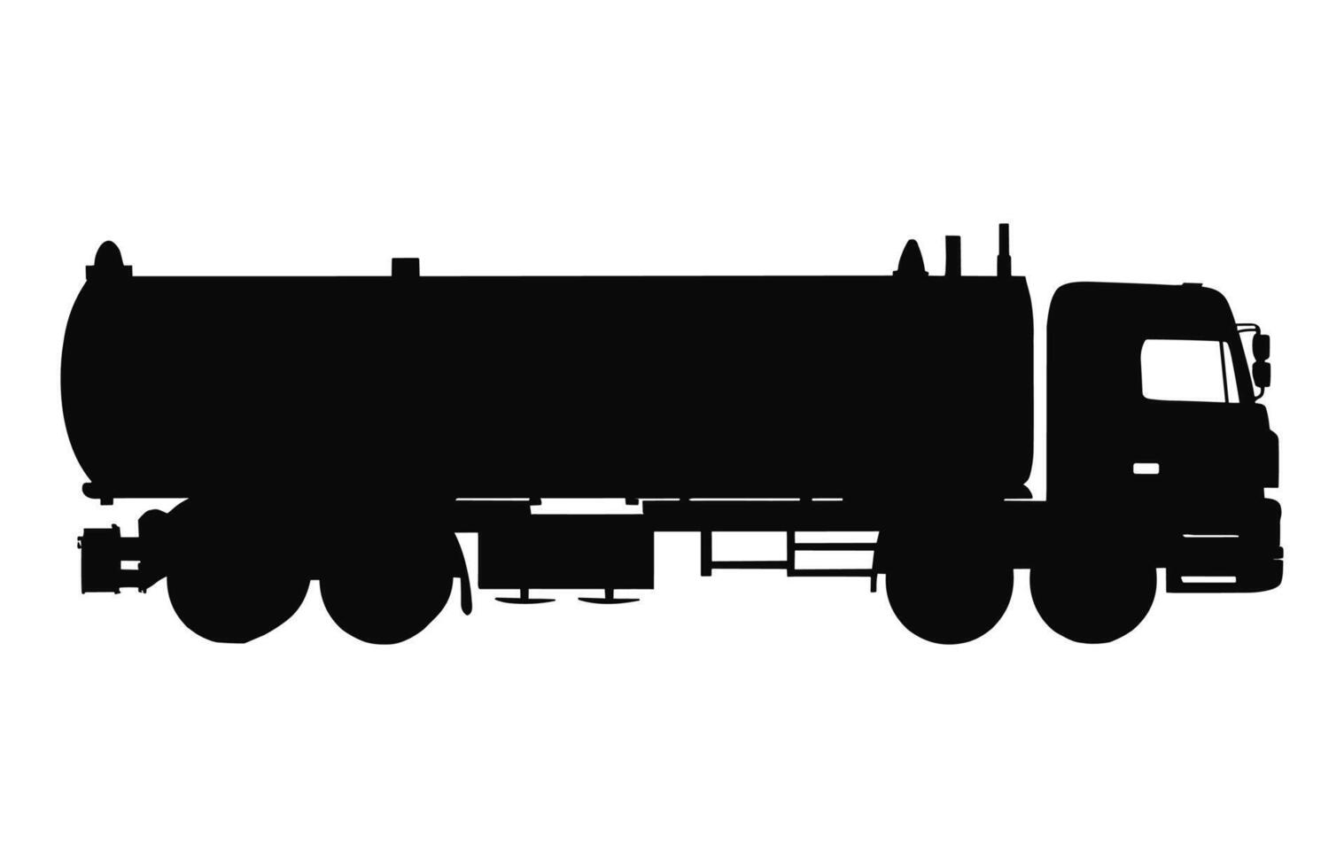 Tanker Truck black silhouette vector, Fuel tank truck vector clipart isolated on a white background