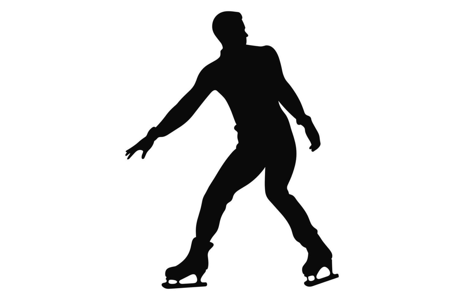 Man Figure Ice Skating Silhouette Vector Bundle, Male Figure Skater Silhouettes black Clipart Set