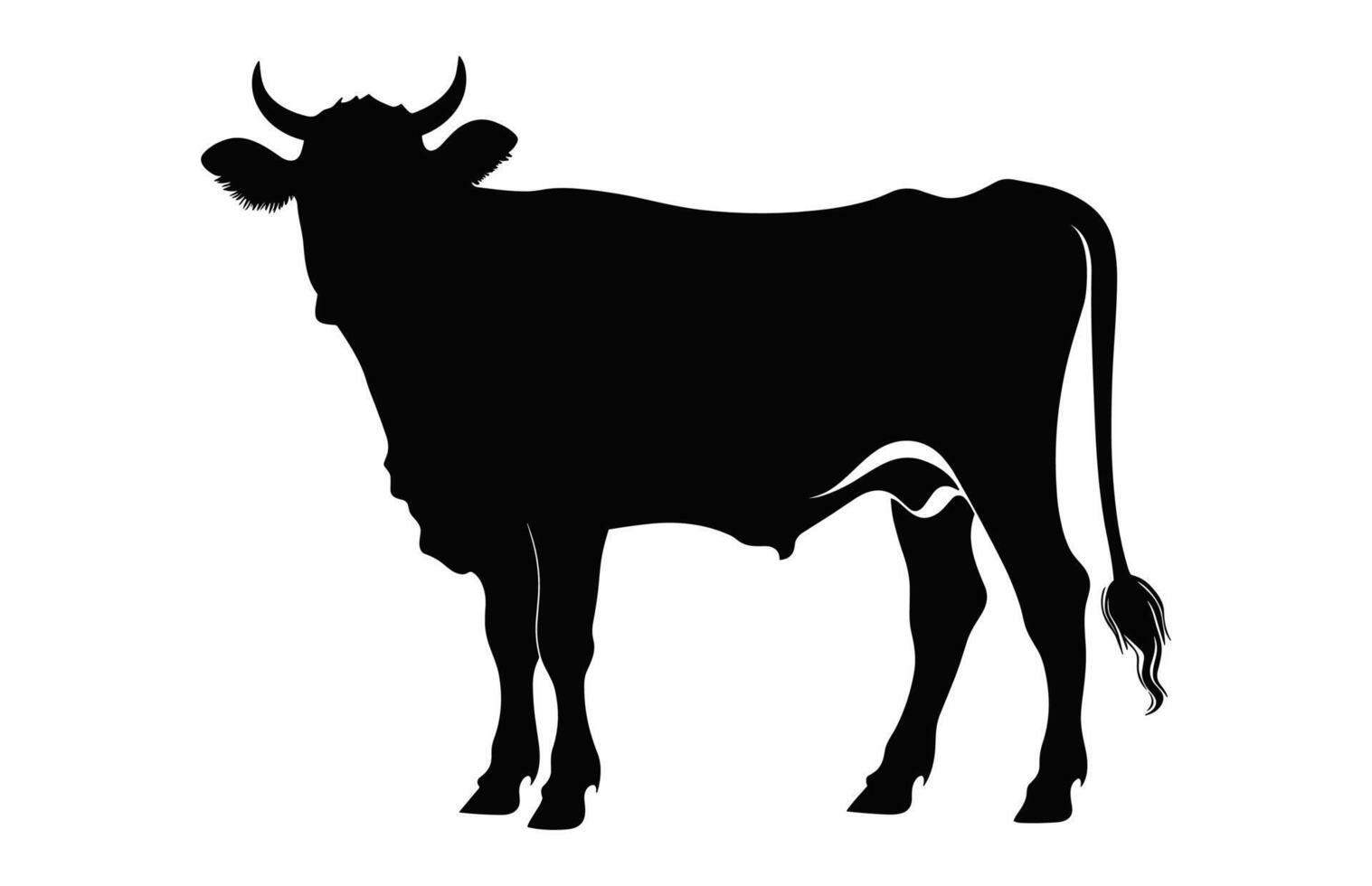 Cow black Silhouette Vector isolated on a white background