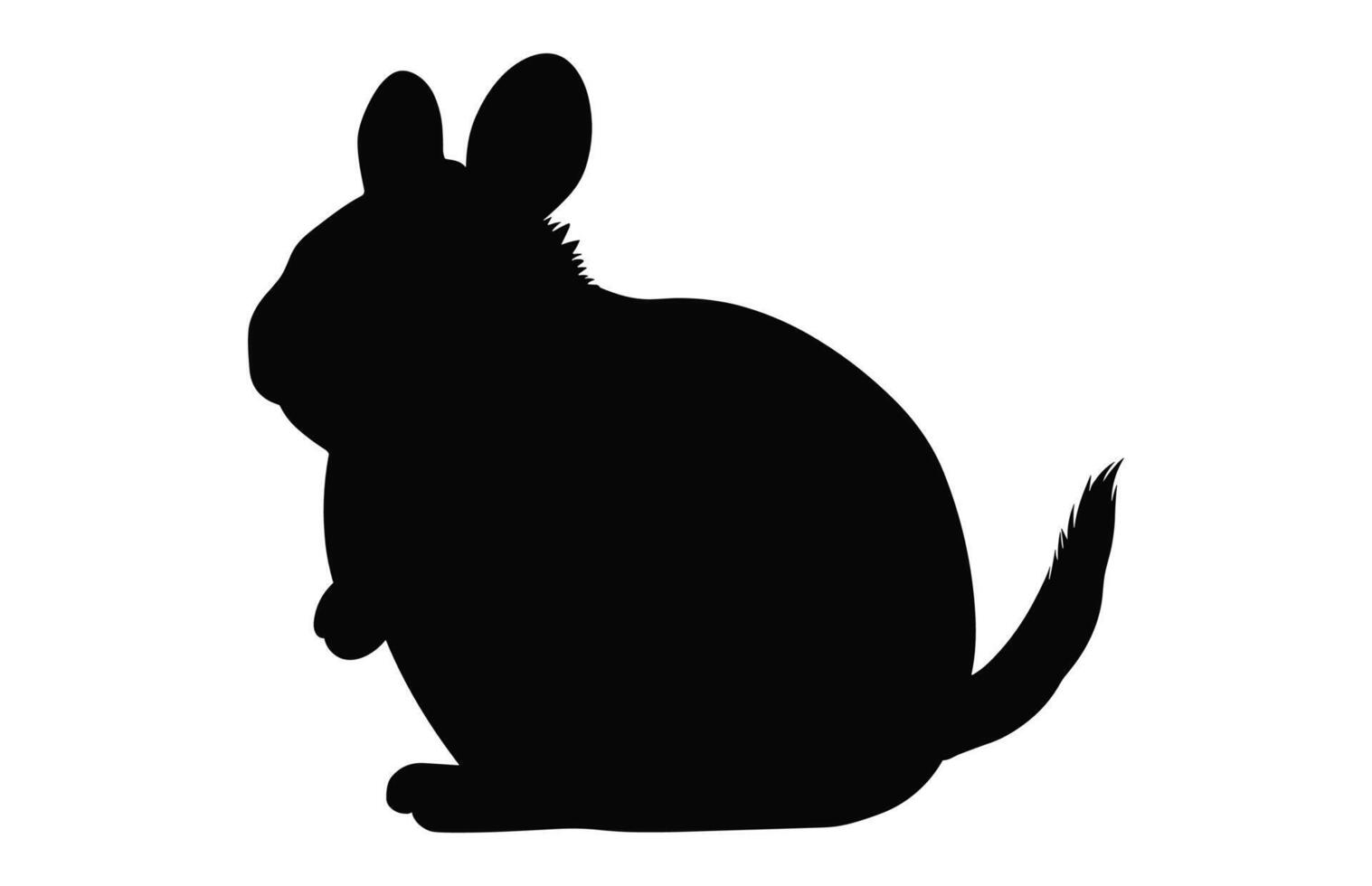 Chinchilla  Silhouette Vector isolated on a white background, Hamster black Clipart