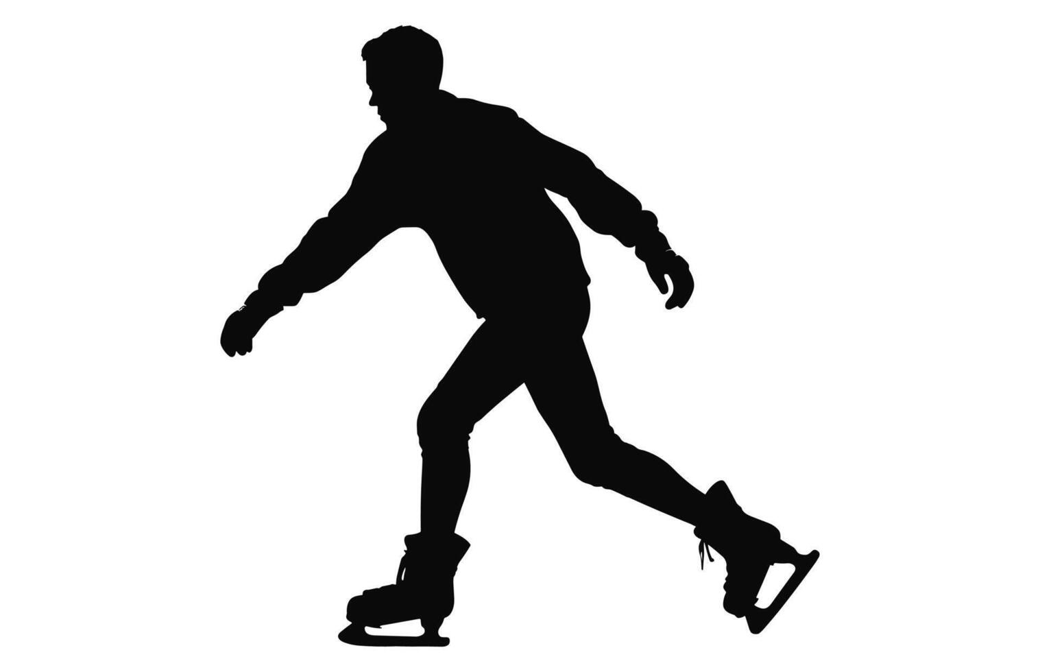 Man Figure Ice Skating Silhouette Vector Bundle, Male Figure Skater Silhouettes black Clipart Set