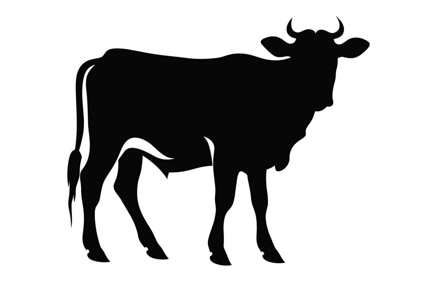 Cow black Silhouette Vector isolated on a white background