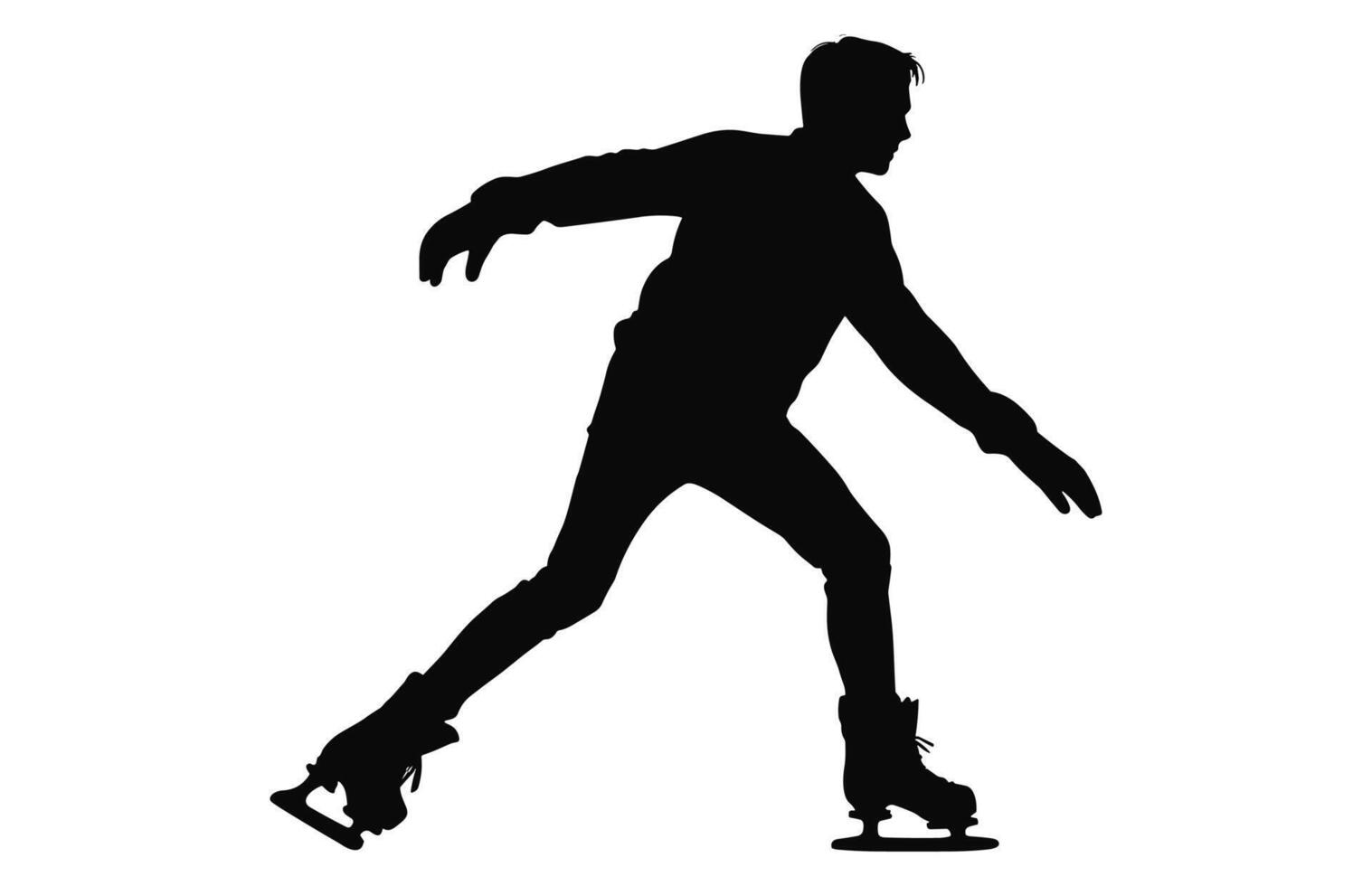 Man Figure Ice Skating Silhouette Vector Bundle, Male Figure Skater Silhouettes black Clipart Set