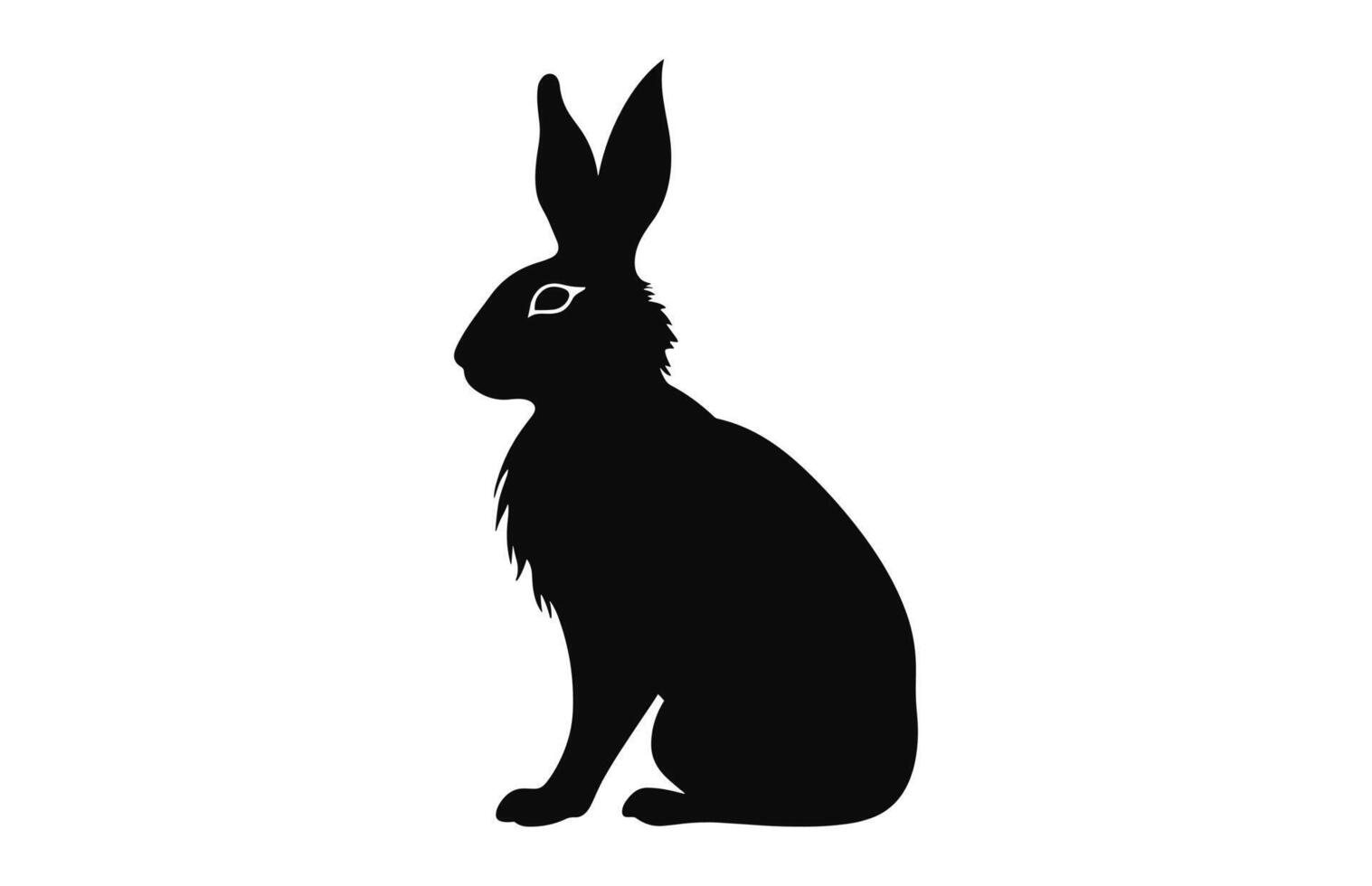 Rabbit vector black silhouette isolated on a white background