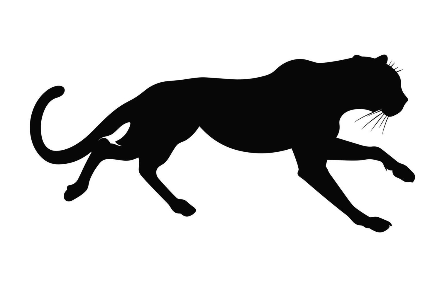 Cheetah black Silhouette Vector isolated on a white background, Running Cheetah Clipart