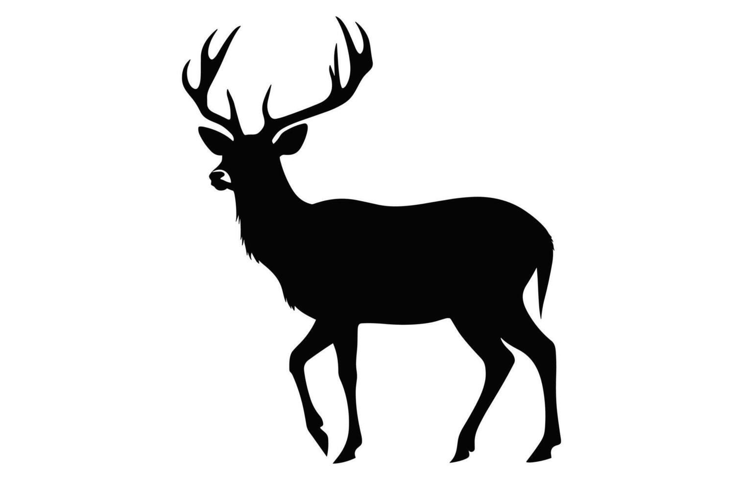 Deer Silhouette vector isolated on a white background, Deer antler black Clipart