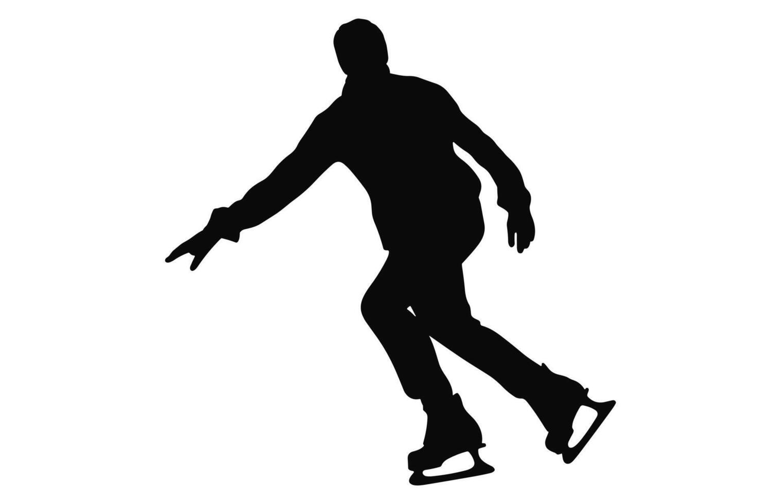 Man Figure Ice Skating Silhouette Vector Bundle, Male Figure Skater Silhouettes black Clipart Set