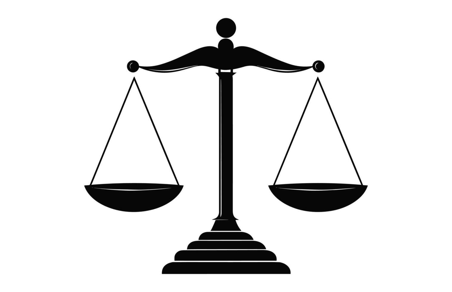 Weight Balance Scale silhouette Vector, Beam balance measuring Scale black silhouette isolated on a white background vector