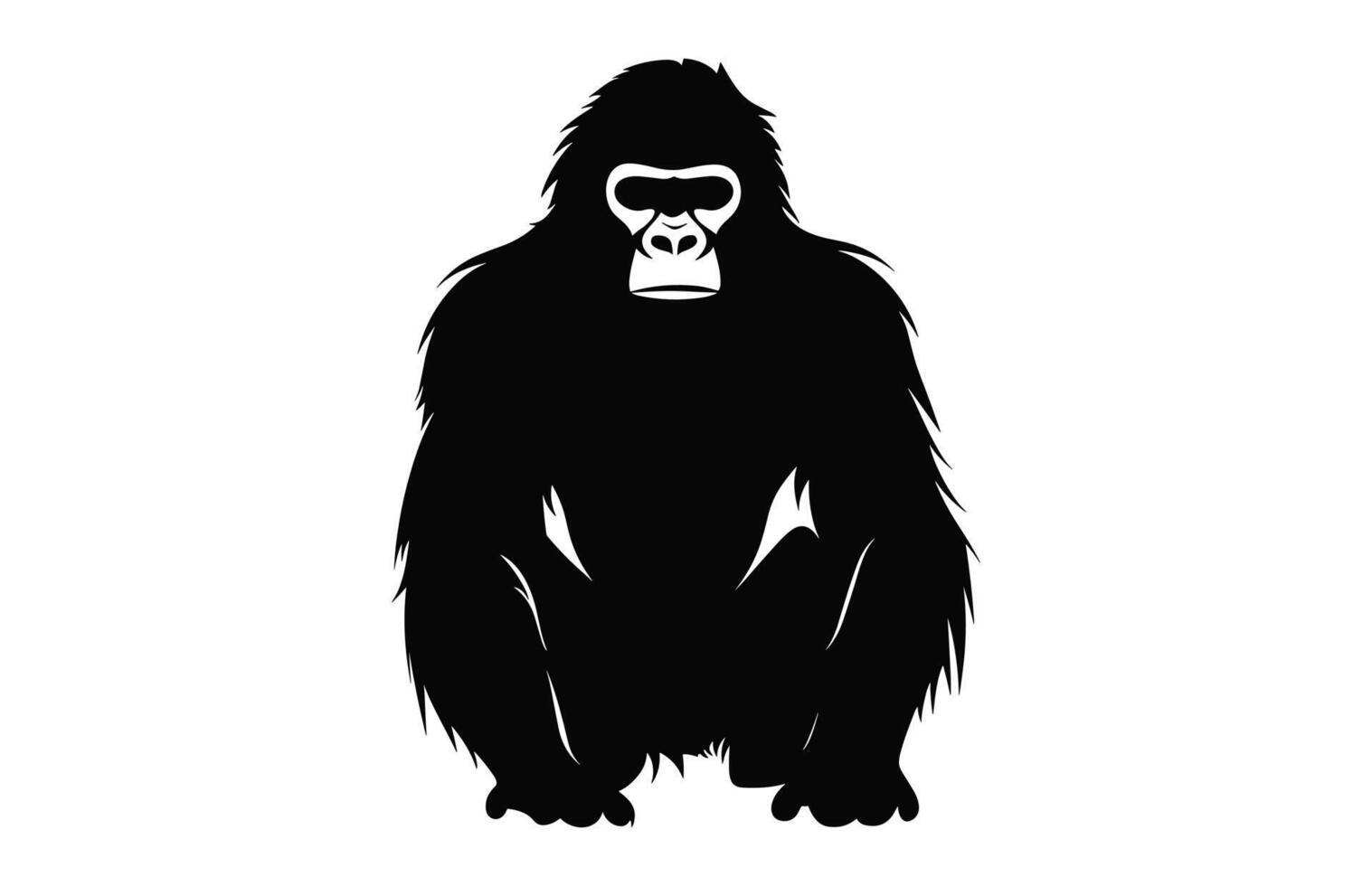 Ape black silhouette isolated on a white background, A Chimpanzee ape vector clipart
