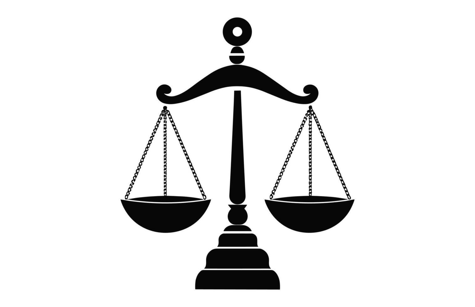 Weight Balance Scale silhouette Vector, Beam balance measuring Scale black silhouette isolated on a white background vector