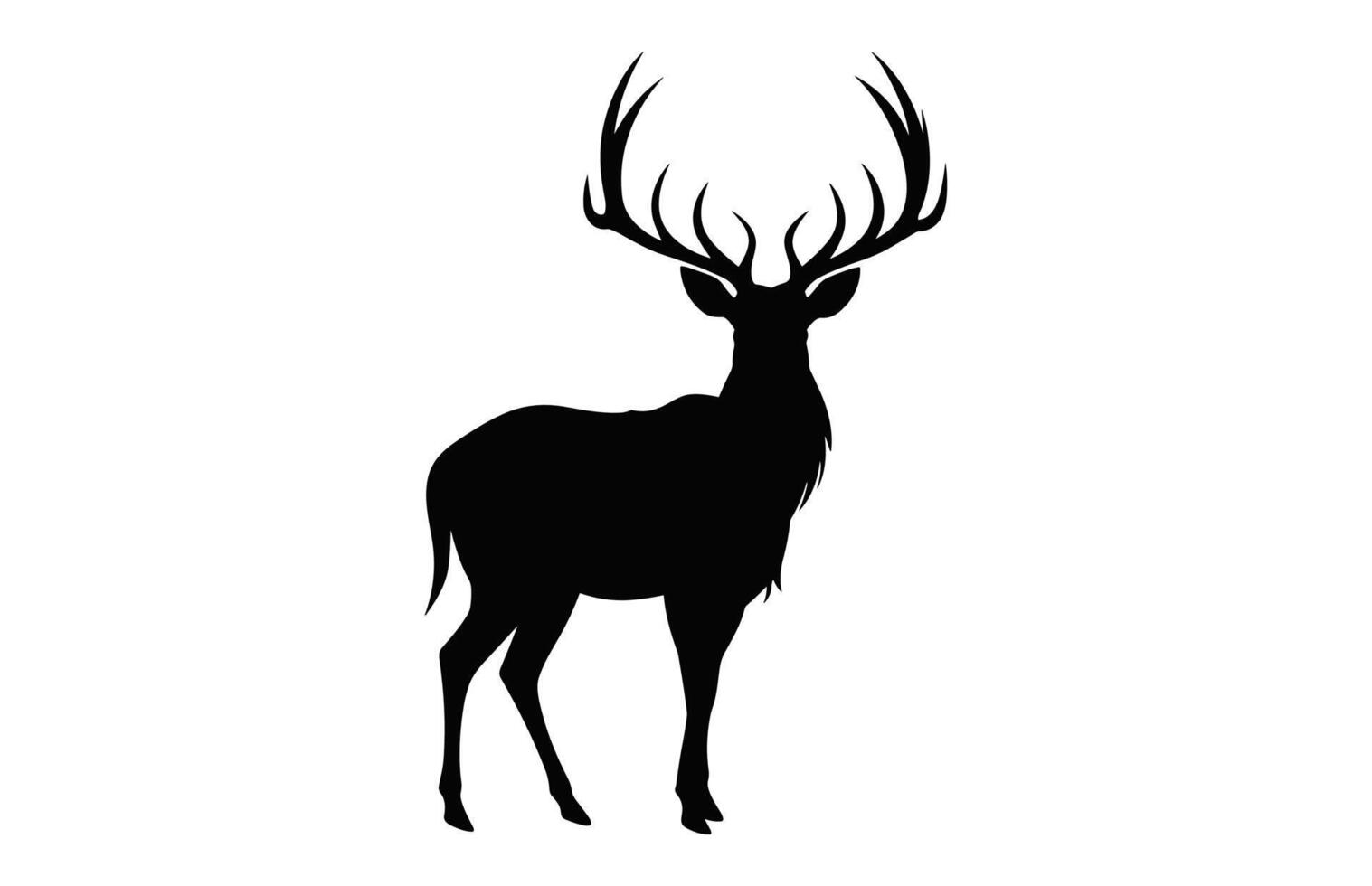 Deer black Silhouette vector isolated on a white background, Deer antler Clipart