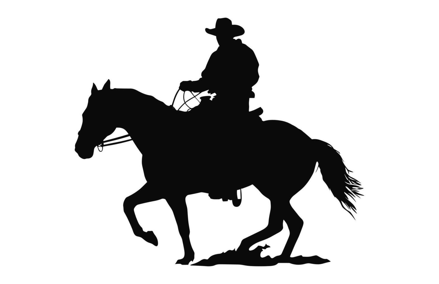 Mexican Cowboy Riding a Horse vector black silhouette isolated on a white background