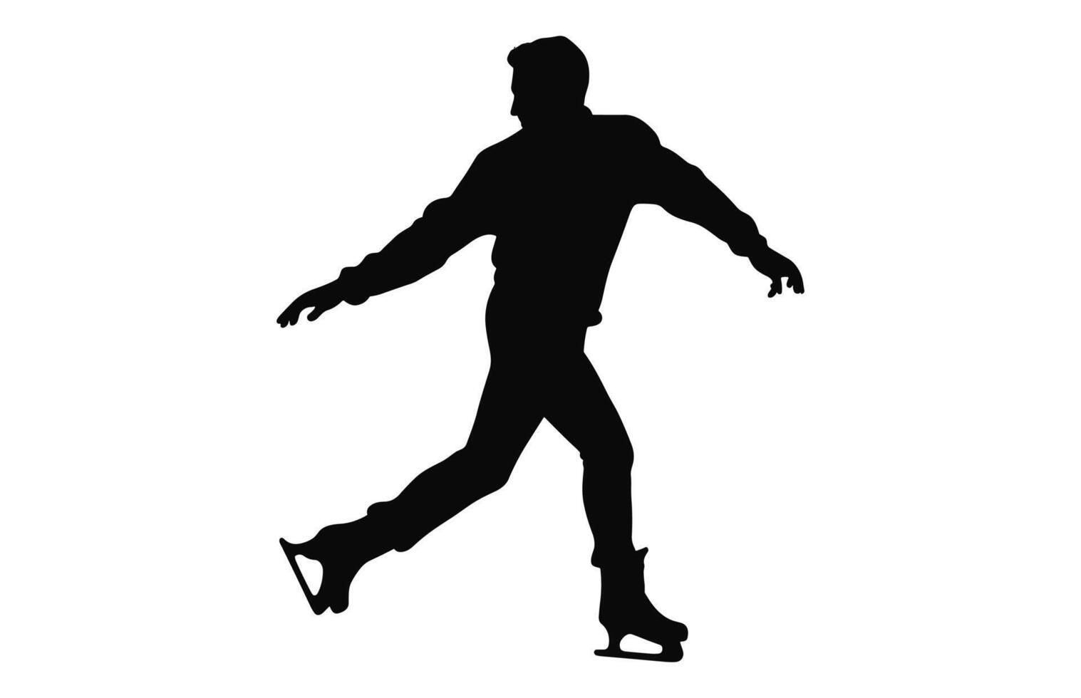 Man Figure Ice Skating Silhouette Vector Bundle, Male Figure Skater Silhouettes black Clipart Set