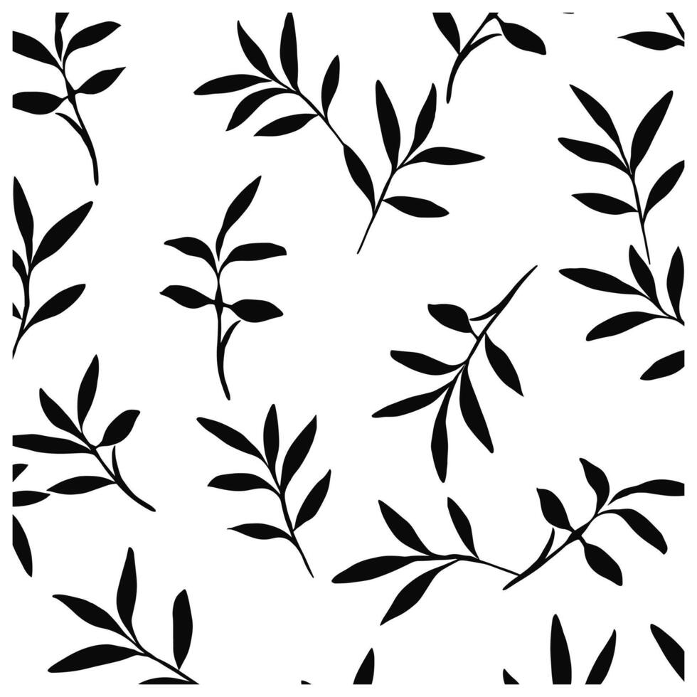 Olive Branch Pattern Vector Silhouette, Olive branches leaves decorative pattern black Clipart