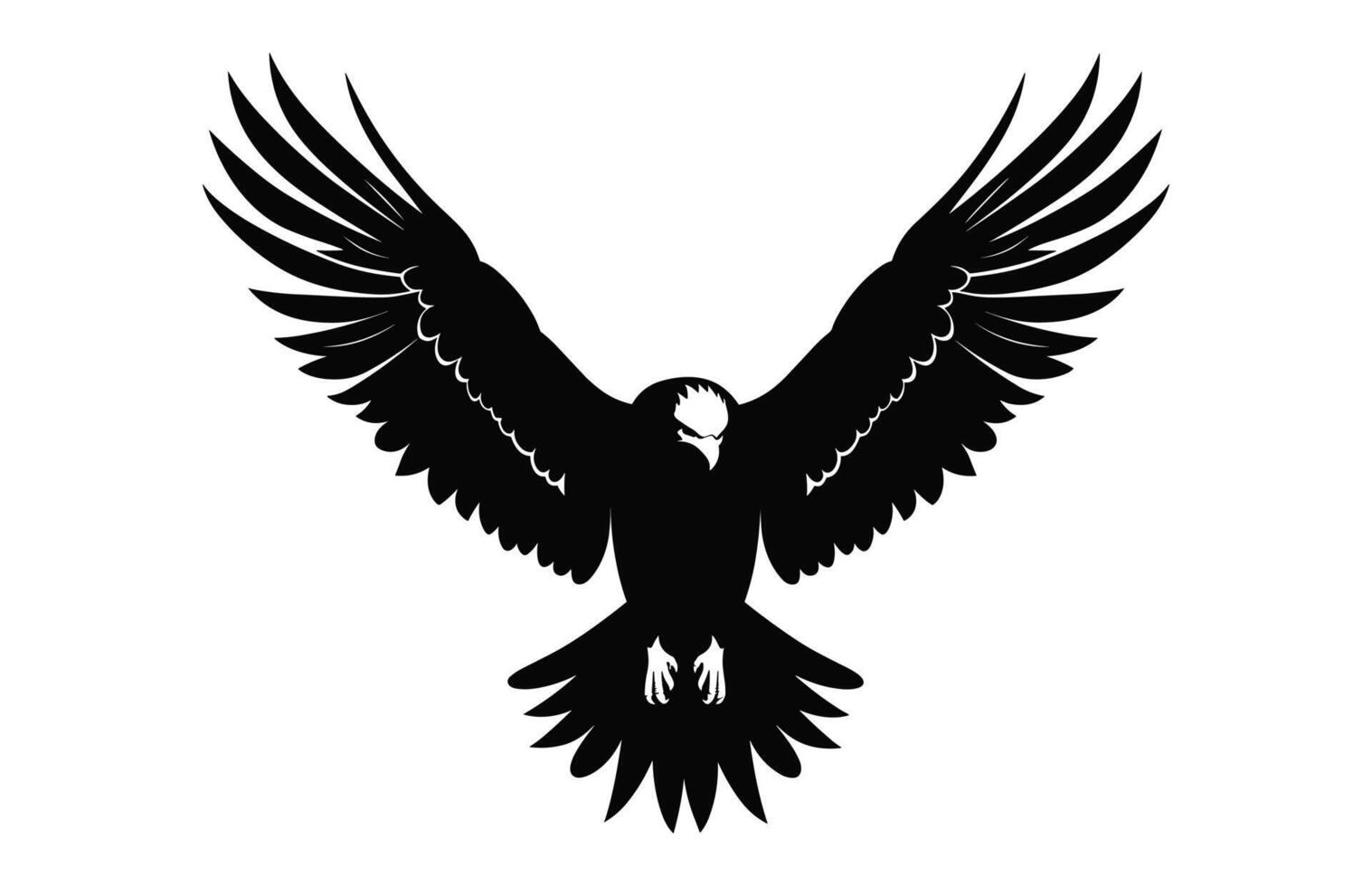 Flying Bald Eagle black and white Silhouette vector, A Bald Eagle black Silhouette Vector isolated on a white background