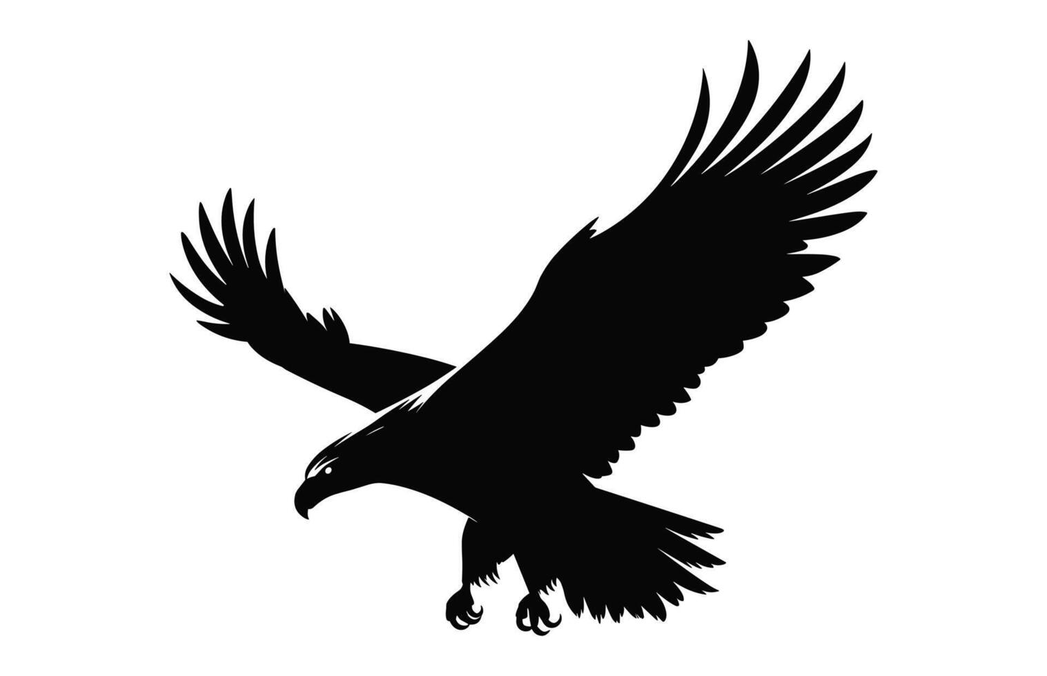 Flying Bald Eagle black and white Silhouette vector, A Bald Eagle black Clipart isolated on a white background vector
