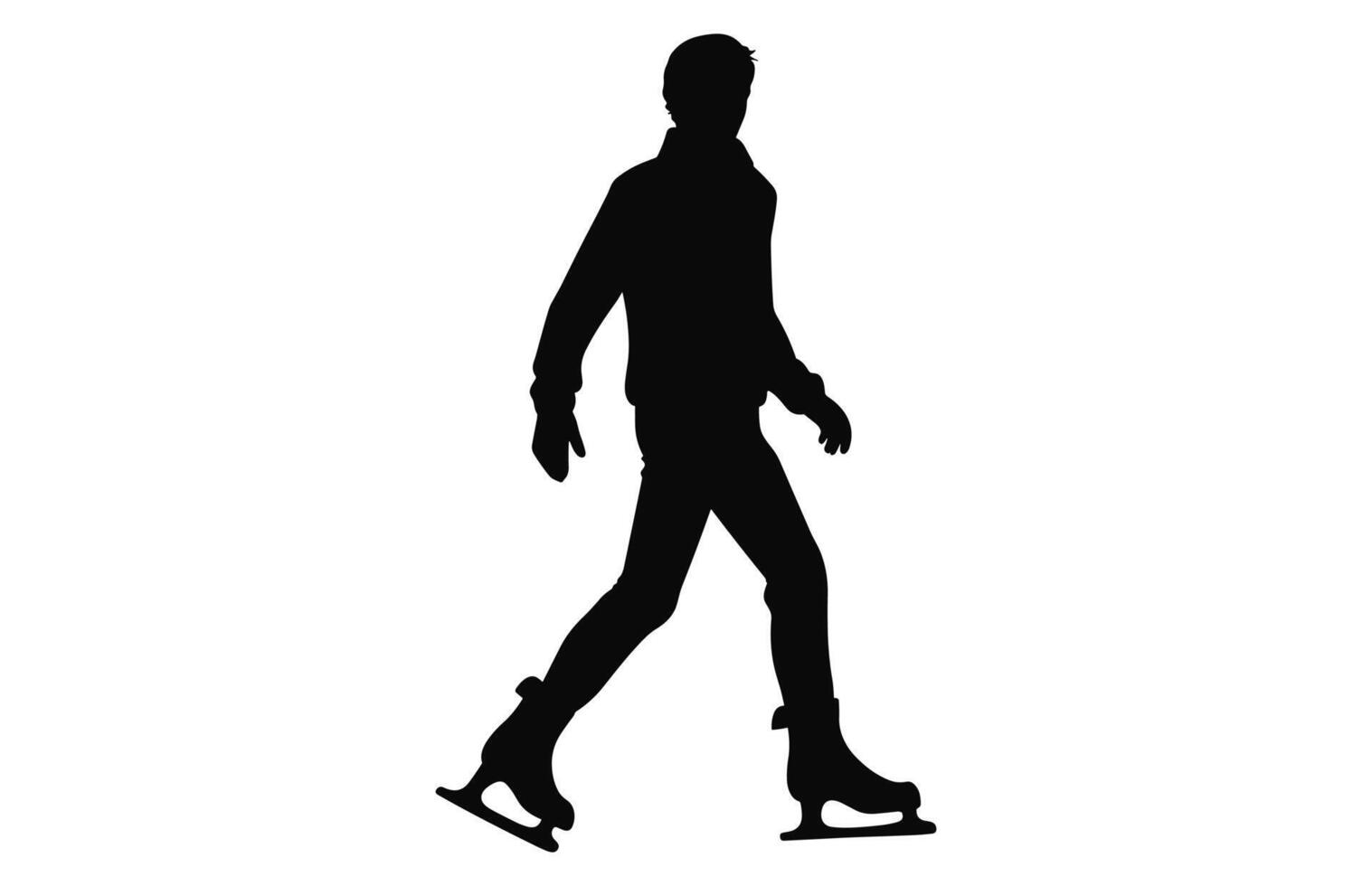 Man Figure Ice Skating Silhouette Vector Bundle, Male Figure Skater Silhouettes black Clipart Set