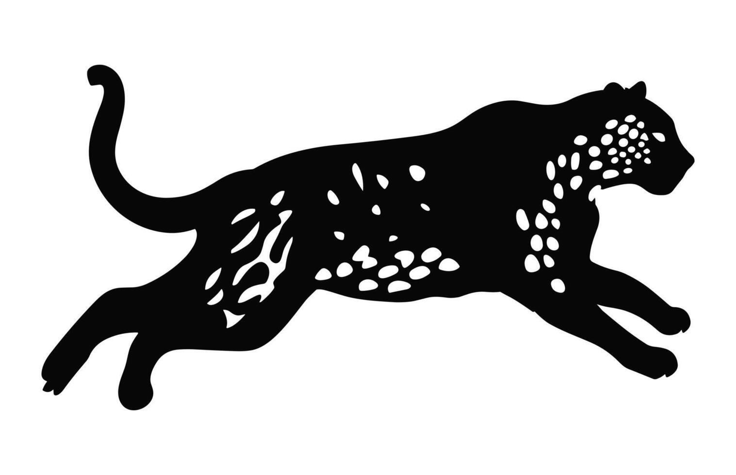 Cheetah black Silhouette Vector isolated on a white background, Running Cheetah Clipart