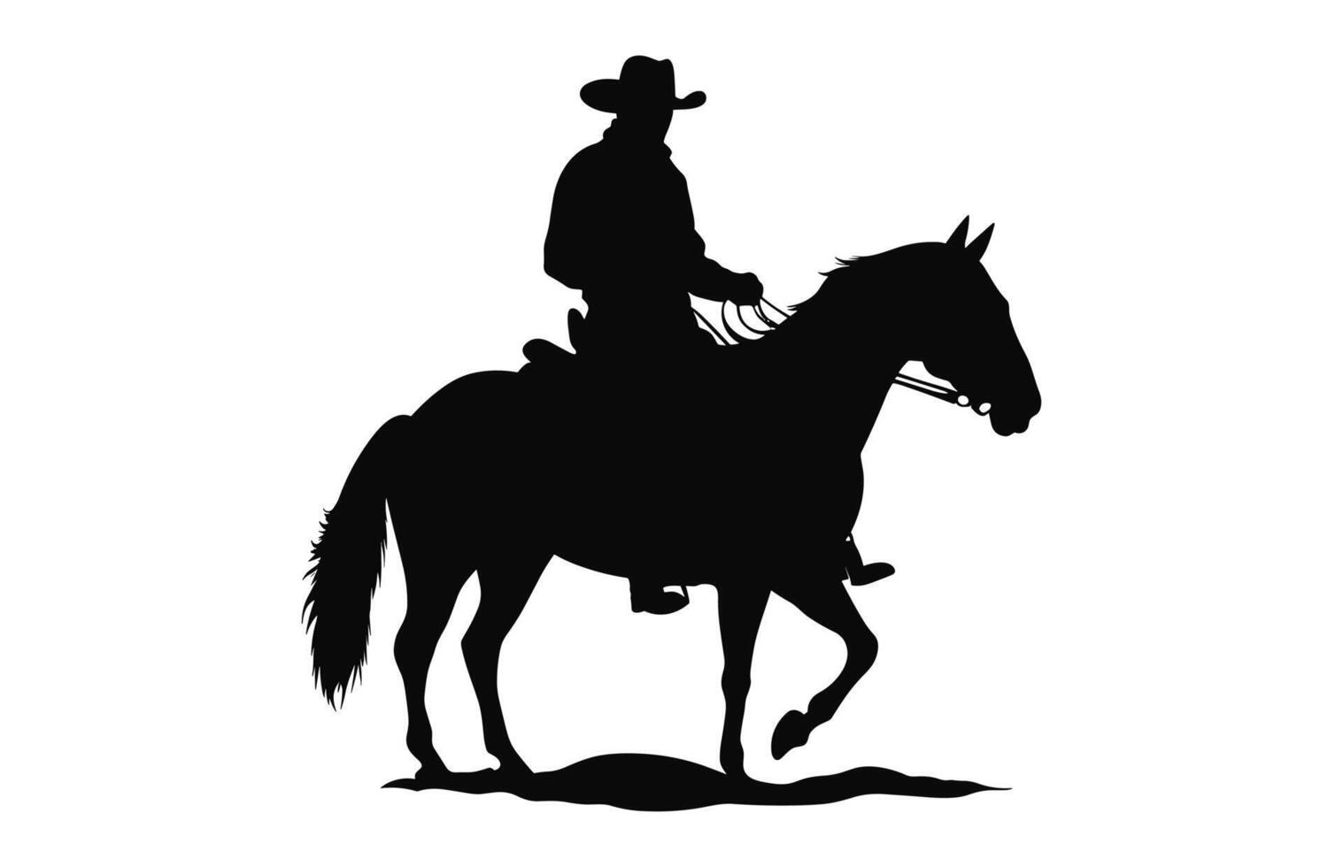 Mexican Cowboy Riding a Horse black silhouette vector isolated on a white background