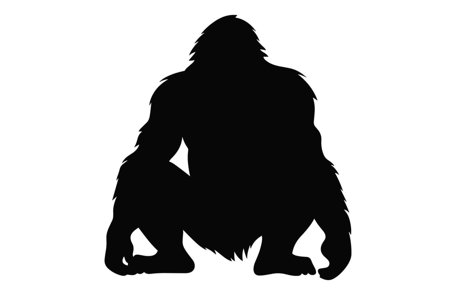 Ape silhouette vector isolated on a white background, A Chimpanzee ape black clipart