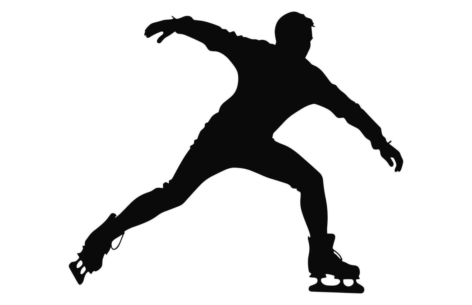 Man Figure Ice Skating Silhouette Vector Bundle, Male Figure Skater Silhouettes black Clipart Set