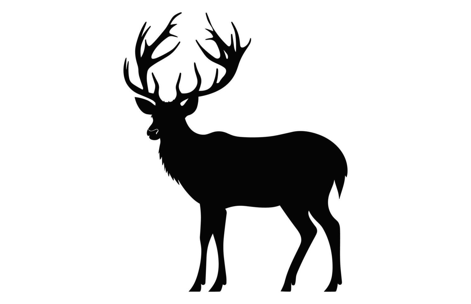 Deer Silhouette black vector, Deer antler Clipart isolated on a white background vector