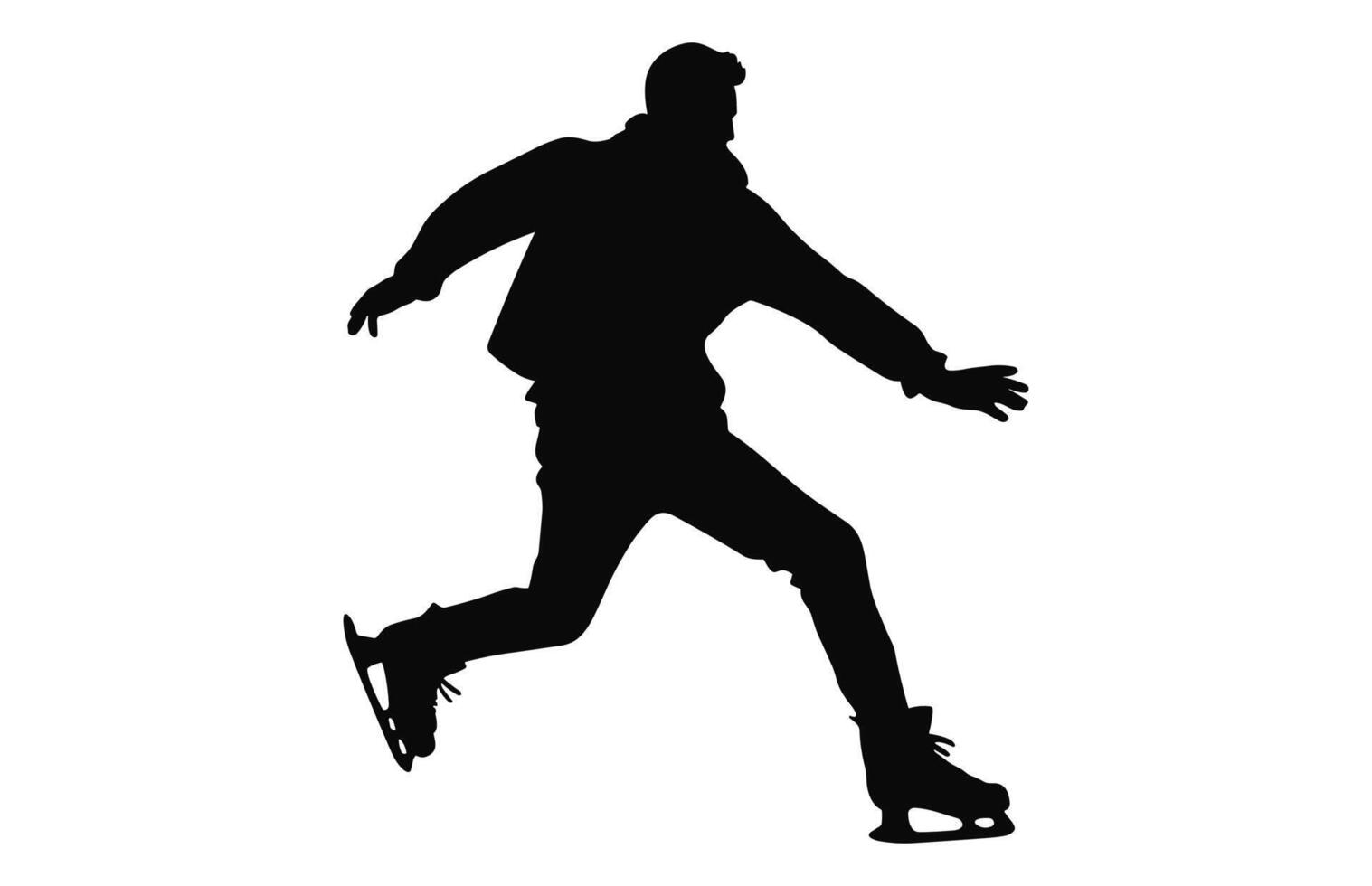 Man Figure Ice Skating Silhouette Vector Bundle, Male Figure Skater Silhouettes black Clipart Set